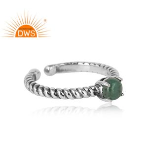 Pretty Natural Emerald Gemstone Ring Handmade <b>Oxidized</b> 925 Sterling Silver Designer Ring Jewelry Manufacturer - Product Image 6