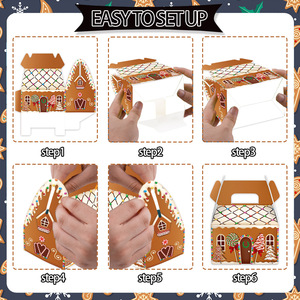 Boîte cadeau en carton en forme de maison avec poignée, motif dessin animé, pour biscuits, bonbons et friandises de Noël, idéale pour les cadeaux de fin d'année - Product Image 2