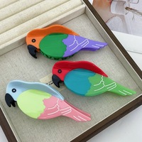 Pince à cheveux créative en forme de perroquet, design unique, en acétate, motif animal de dessin animé, pince requin pour femmes, vente en gros