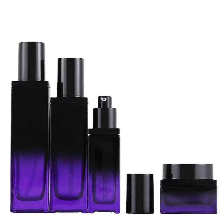 50g Glass Jar Bottle 40ml To120ml Luxury Cosmetic Sets Square Glass Bottle Package For Lotion And Perfume And Scream