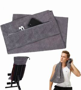 Toalla de Gimnasio con Capucha de Microfibra de Alta Calidad para Ejercicio, Toalla Tejida de Color Sólido con Bolsillo con Cremallera, Sin Logotipo - Product Image 2