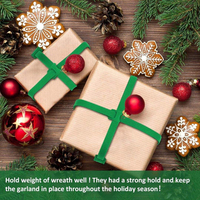 Guirlande de Noël double face écologique résistante à la chaleur avec attaches auto-agrippantes blanches, attaches de câbles végétaux réglables, guirlande de fête en polyester