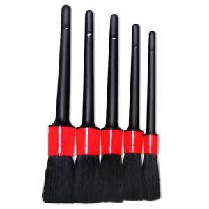 Five Piece Car Cleaning Soft Plastic Small <b>Brushes</b> Black and Red for Intake Grille & <b>Wheel</b> Hub Dust Removal - Product Image 1