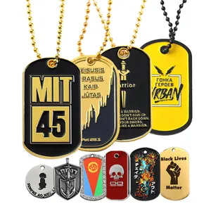 Manufacture Cheap Custom Metal Enamel Jewelry Cool Tiger Dogtags Engraving Dog Tag Pendant Necklace For Men