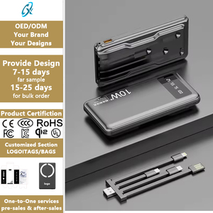 <span class=keywords><strong>Batterie</strong></span> <span class=keywords><strong>externe</strong></span> ultra-fine 10000 mAh, double prise USB, 4 câbles intégrés, chargeurs ABS PVC <span class=keywords><strong>pour</strong></span> téléphone portable - Product Image 1