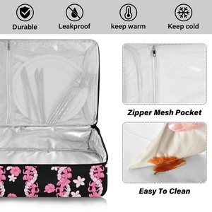 Bolsa Térmica Porta Alimentos Personalizada con Diseño de Flores de Puakenikeni Hawaianas para Promociones Profesionales, Ideal para Entrega de Comida y Pizza - Product Image 4