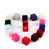 Boîte à bague en velours carrée, boîte cadeau en velours pour bijoux, boîte à bague personnalisée avec logo