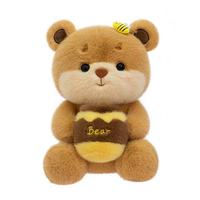 Ours en peluche moelleux avec pot de miel et abeille, en coton PP, super doux, anti-stress, personnalisable, vente en gros