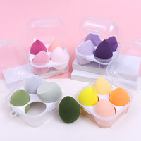 Éponge de maquillage hydrophile en PU portable pour usage humide et sec avec étui de voyage transparent, logo personnalisé, ensemble d'éponges de maquillage OEM