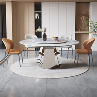 Moderner Luxus Marmor runder Esstisch Stuhl Set 4 6 8-Sitzer Restaurant Wohnzimmer Edelstahl Möbel Neuestes Design