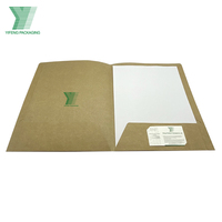 2 bolsillos logotipo personalizado papel Kraft impresión A4 papel archivo presentación carpeta con ranura para tarjeta de visita
