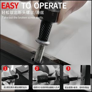 <b>Screw</b> Removal Tool Kit 10 Pc <b>Set</b> Imperial Inch Socket <b>Extractor</b> Industrial Grade Magnetic Drive 0.5 In - Product Image 5