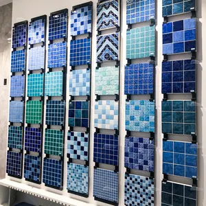 Foshan Fabbrica di Prezzi A Buon Mercato Porcellana Mosaique Muro del Bagno Pavimento Quadrato Verde Blu In Ceramica Smaltata Mosaico di Piastrelle Piscina