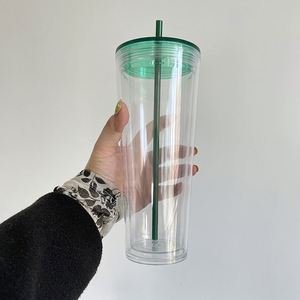 24oz clear Double Wall <b>Plastic</b> Snow Globe Tumbler Pre Drilled Bottom Snowglobe Water <b>Cup</b> with Ctraw for Vinyl - Product Image 2
