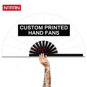Diseño personalizado Rave gran bambú pintado flor portátil plegable ventilador de tela de mano para eventos y campañas - Product Image 2