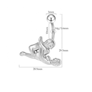 Piercing de ombligo de acero inoxidable con barra curva, divertido y sexy, para hombres y mujeres, con diseño de Kama Sutra. - Product Image 3