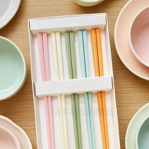 Ceramic Chopsticks Gift <b>Box</b> <b>Macaron</b> Color Food Grade Non Slip Household Tableware For Child Use - Product Image 3