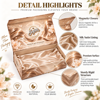 Boîte à cheveux personnalisée en forme de livre avec fermeture magnétique, emballage rigide de luxe avec insert en satin pour perruques à dentelle et extensions