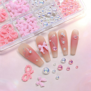 Accesorios de Joyerí<span class=keywords><strong>a</strong></span> para Uñas al por Mayor: 12 Cajas Mixtas de Gemas de Media Perla Rosa Estilo Dulce y Sirena Holográfica para Uñas - Product Image 3
