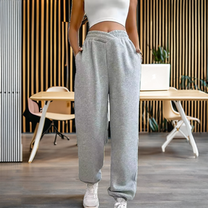 Pantalon de jogging en molleton de coton pour femme, taille mi-haute élastique, avec logo personnalisé, séchage rapide et respirant, style legging - Product Image 2