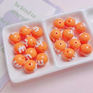 Color caramelo pintado a mano M Bean agujero recto cuentas acrílicas redondas 14mm moderno DIY accesorios de joyería materiales hechos a mano - Product Image 5