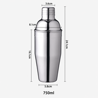 Shaker à cocktails en acier inoxydable de 750 ml - Outil de bar élégant et fonctionnel pour mélanger et servir des boissons