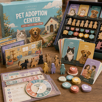 Jeu de société de stratégie en carton à 5 plateaux sur le thème de la protection animale pour centres d'adoption et refuges pour animaux, personnalisable pour les associations caritatives, avec espèces personnalisables