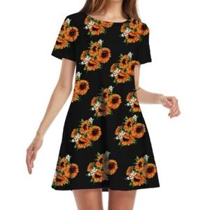 Vestido de <span class=keywords><strong>Mujer</strong></span> 2026 de Manga Corta, Color Sólido y Estampado, Cuello Redondo - Product Image 2