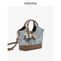 Sacs fourre-tout de luxe en jean gaufré à motifs floraux pour femmes, mini sacs seau, sacs à main portables en deux modes, sacs à bandoulière quotidiens
