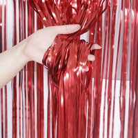Tirai Rumbai Foil Metalik 1*2M Warna Emas Matte, Tirai Foil Hujan untuk Dekorasi Latar Belakang Pernikahan, Tirai Sutra Hujan