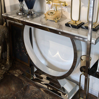 De luxe usine directe Offre Spéciale pas cher cadre en acier inoxydable en marbre carré maison salon meuble console ensembles de table