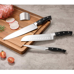 Ensemble de 19 couteaux de chef tranchants et résistants à la rouille, avec manche ABS à trois rivets, en acier inoxydable, avec bloc de rangement - Product Image 4