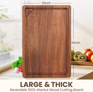 Planche à <span class=keywords><strong>découper</strong></span> <span class=keywords><strong>en</strong></span> <span class=keywords><strong>bois</strong></span> de noyer noir personnalisée 15 x 10 pouces, grande planche à <span class=keywords><strong>découper</strong></span>, planche à <span class=keywords><strong>découper</strong></span> pour boucher, avec rainure et poignée intégrée - Product Image 3