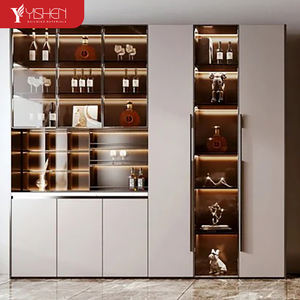 Venta caliente vitrina de vino de madera muebles de sala de estar montado en la pared bodega Bar gabinete de almacenamiento con <span class=keywords><strong>puerta</strong></span> de vidrio - Product Image 1