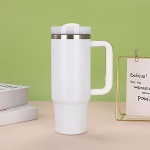 Mug de voyage H2.0 avec poignée, 30 oz, double paroi isolée, couvercle, paille, antidérapant, logo personnalisé ODM - Product Image 2