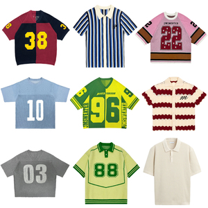 Biểu Tượng Tùy Chỉnh 100% Cotton Crew Cổ Đan Bóng Rổ Áo Sơ Mi Jersey Ngắn Tay Áo Top Áo Len Lưới Bóng Đá Dệt Kim Jersey - Product Image 5