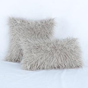 Long Hair Faux Fur Throw Pillow <strong>Cover</strong> Soft <strong>Fluffy</strong> Mongolian Lamb Wool Cushion <strong>Cover</strong> for Home Sofa <strong>Bed</strong> Decoration - Product Image 6