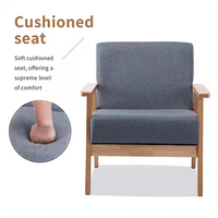 Fauteuil en bois moderne pour salon, chaise longue à dossier large avec coussin en tissu moelleux, siège d'appoint confortable
