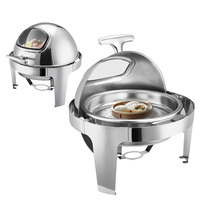 6L Edelstahl Luxus Gold Chafing Dish mit Sichtfenster Hotel Restaurant Buffet Set Brennstoffbetriebener Speisenwärmer