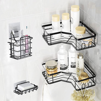 Accessoires d'organisateur de douche de salle de bains support d'étagère de caddie de douche d'acier inoxydable, panier adhésif de support de douche de salle de bains