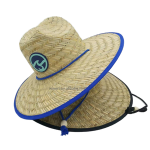 Chapeau de soleil en paille naturelle personnalisé avec logo pour hommes et femmes - Parfait pour la pêche, <span class=keywords><strong>le</strong></span> surf et la plage ; Chapeau de sauveteur d'été - Product Image 1