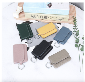 Ando Bag Monedero pequeño de piel de vaca auténtica para mujer, tarjetero con cierre a presión y llavero - Product Image 2