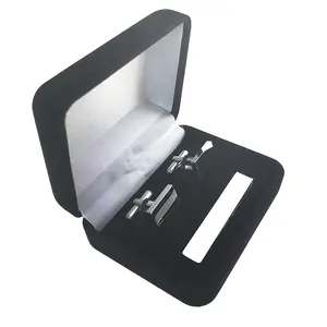 Khuy măng sét người đàn ông và tie clip Hộp quà tặng giá rẻ thép không gỉ biểu tượng tùy chỉnh trống Khuy măng sét - Product Image 1