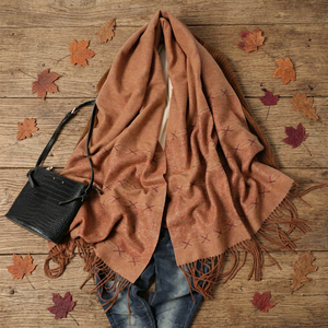 European American Style Women Solid Scarf, Winter Warm Lamb <b>Wool</b> Circle Yarn Casual Shawl - Product Image 1