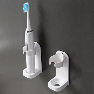 Organizador de baño accesorios eléctrico cepillo de dientes titular montado en la pared de la casa de auto-adhesivo soporte titular de cepillo de dientes de