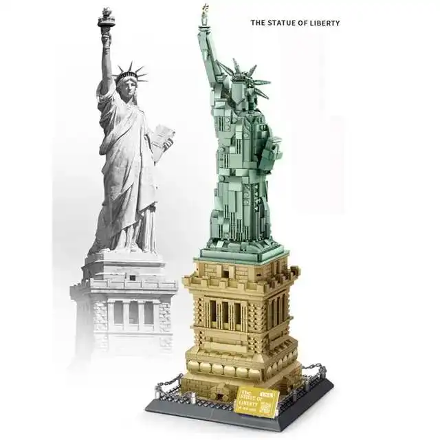 Wange 5227 1577pcs Estátua da Liberdade Personalizar Blocos de Construção 3D Puzzle Pixel Bricks Brinquedos Plástico Unisex ABS Edifícios Famosos