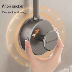 ที่แขวนหม้อและไดร์เป่าผมแบบติดผนังทรงกลมชั้นเดียวทันสมัย ทำจากอะลูมิเนียมคุณภาพสูง พร้อมที่ยึดสุญญากาศ ใช้งานได้โดยไม่ต้องใช้มือ - Product Image 5