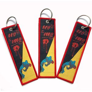 Hot Sale Custom Logo Embroidery Jet Tag Fabric Woven Keychain Promotional Brand <b>Keyring</b> - Product Image 2
