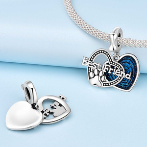 Colgante de pata de perro con corazón hueco de cobre blanco en stock, accesorio de joyería original para pulsera DIY - Product Image 5