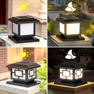 CANMEIJIA Lampada <span class=keywords><strong>Solare</strong></span> a Colonna 001 Nera 20cm con Motivo Centrale, Luce Variabile a Quattro Colori, Telecomando e Timer, Lampada <span class=keywords><strong>LED</strong></span> da Giardino - Product Image 2